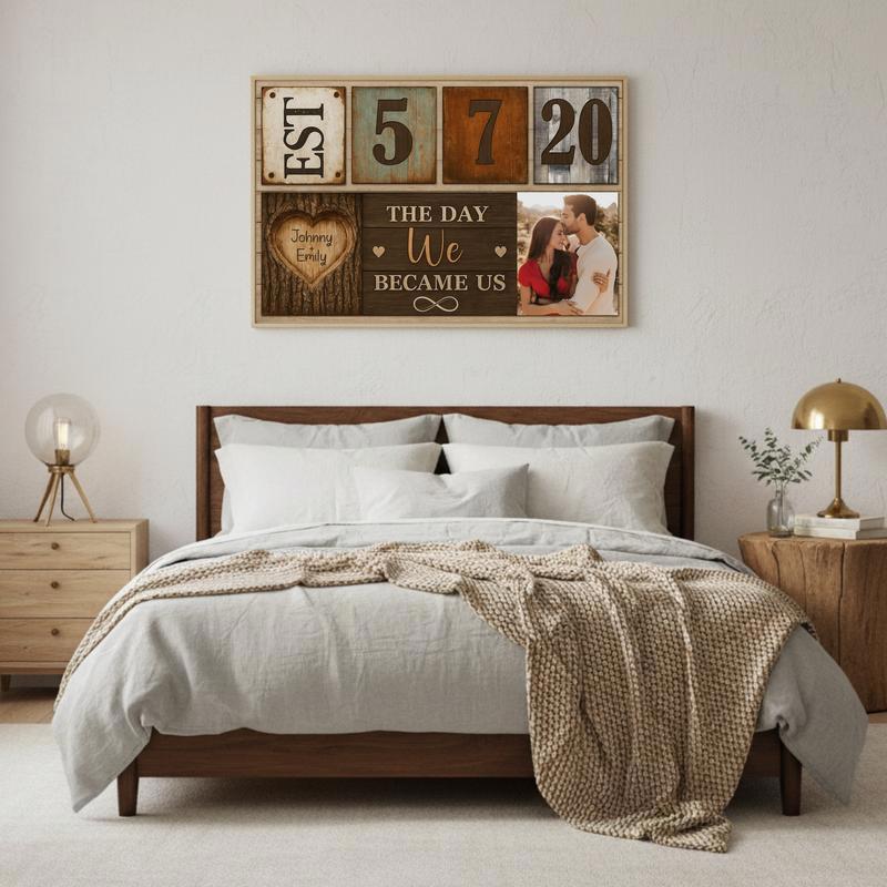 Cherish Couple Milestone - Custom Established Year Photo Canvas
