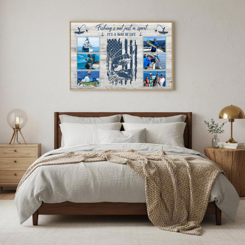 Cherish His Best Catches - Custom Fisherman Photo Keepsake Canvas