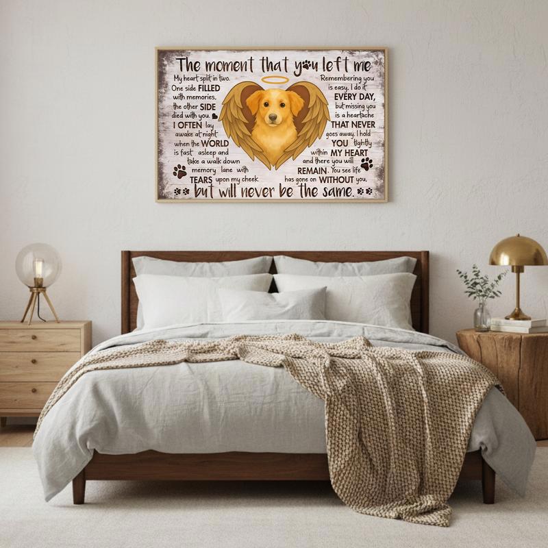 Cherish The Moment - A Rustic Farmhouse Dog Memorial Canvas
