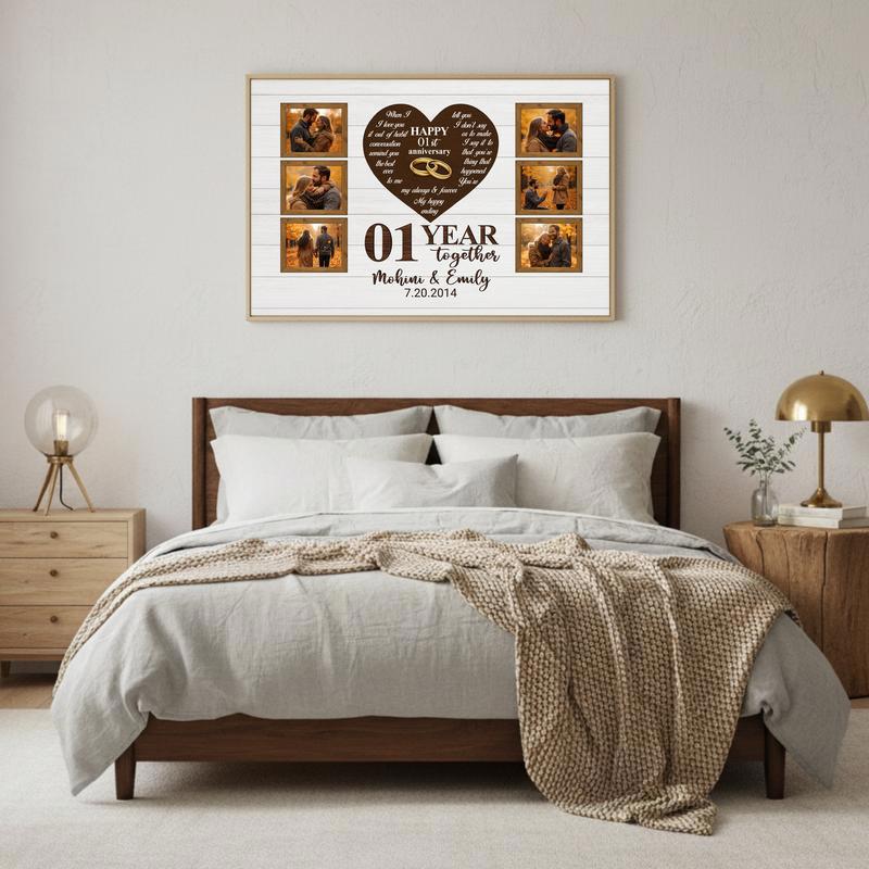 Cherish Your First Year - Personalized Rustic Photo Collage Canvas