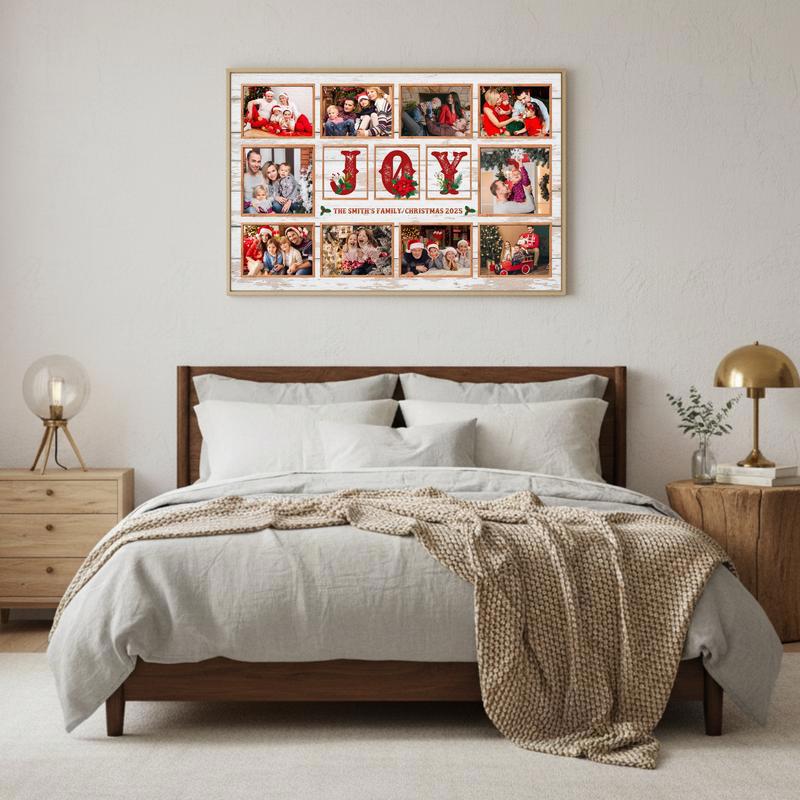 Christmas Gifts - Personalized Family JOY Photo Collage Canvas