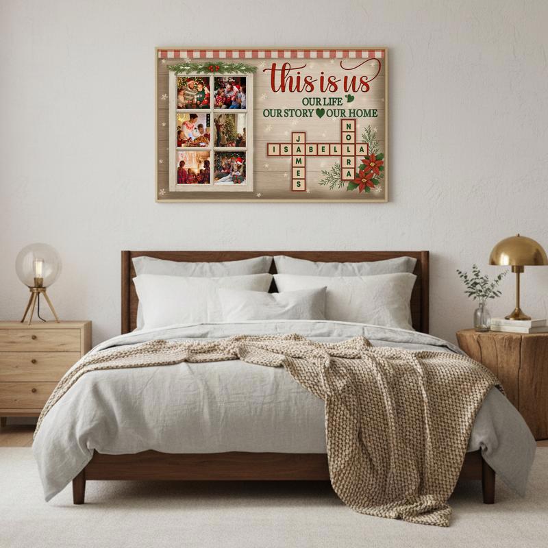 Christmas Name Crossword & Quote Photo Keepsake Canvas