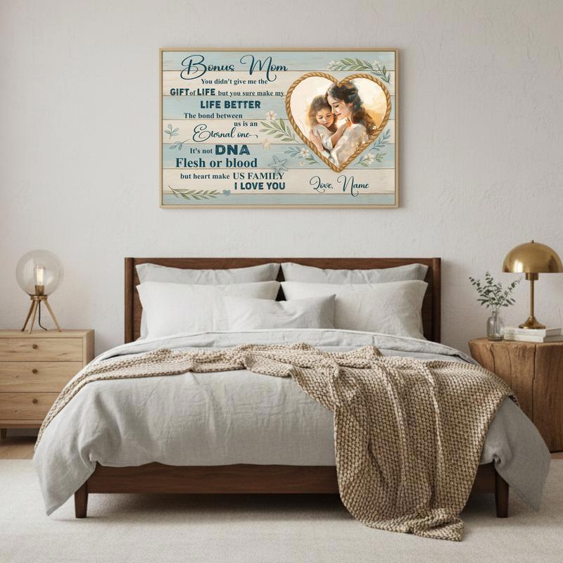 Coastal Farmhouse Wall Art Gift For Stepmom Personalized Canvas