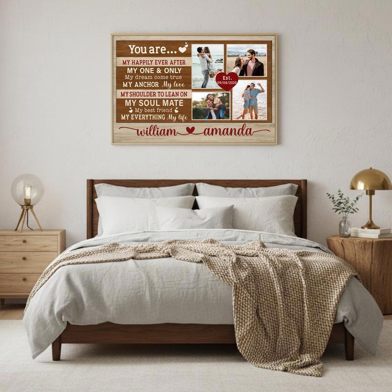 Custom My Happily Ever After Photo Collage Canvas Anniversary