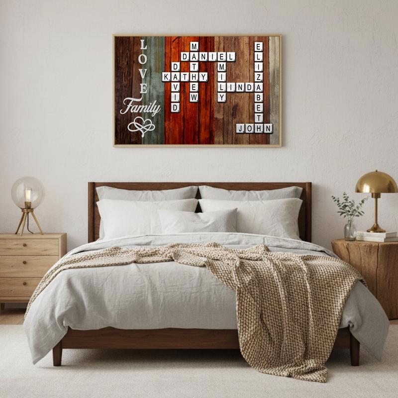Custom Name Crossword Scrabble Art - Family Legacy Keepsake Canvas