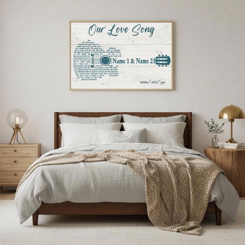 Custom Names & Date, Romantic Guitar - Our Love Song Canvas