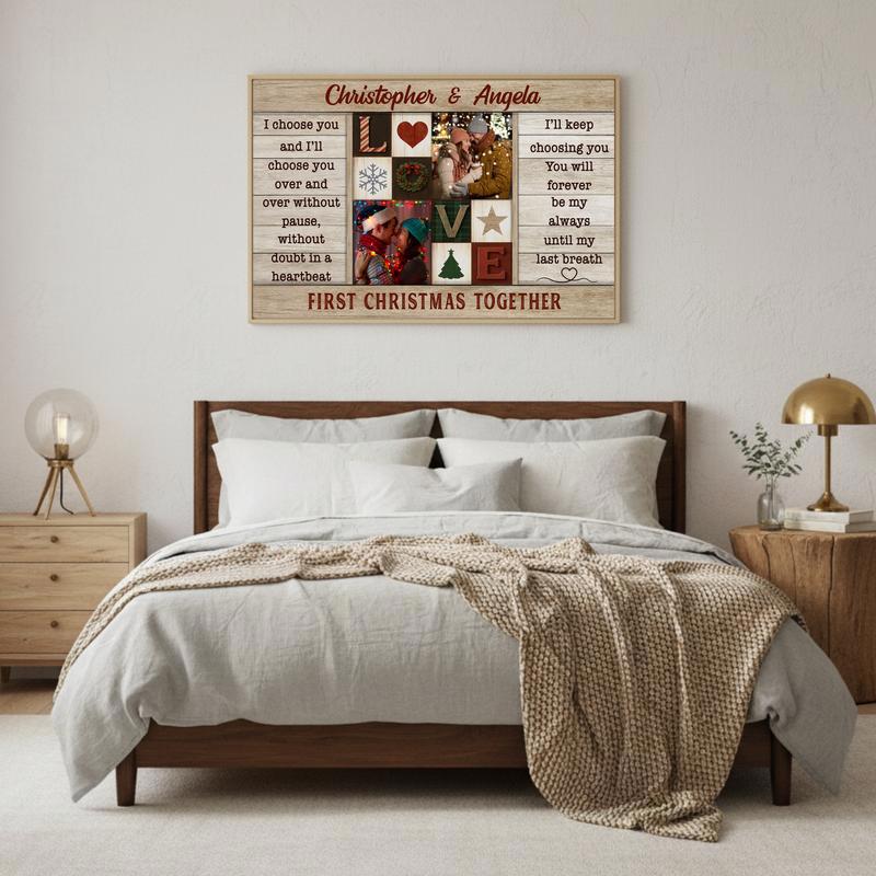Custom Newlywed Photo Canvas - First Christmas Together Keepsake