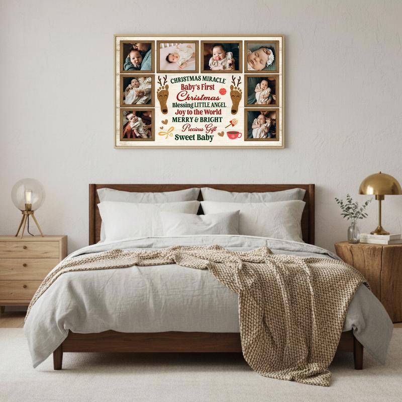 Custom Photo Collage - Baby’s First Christmas Keepsake Canvas