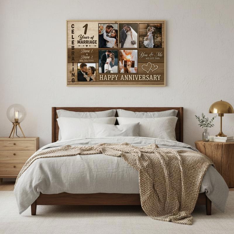 Custom Photo Collage Gift - Happy Wedding Anniversary Canvas