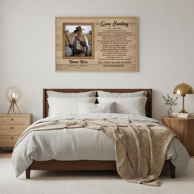 Custom Sympathy Gift & Keepsake - Gone Hunting Memorial Canvas