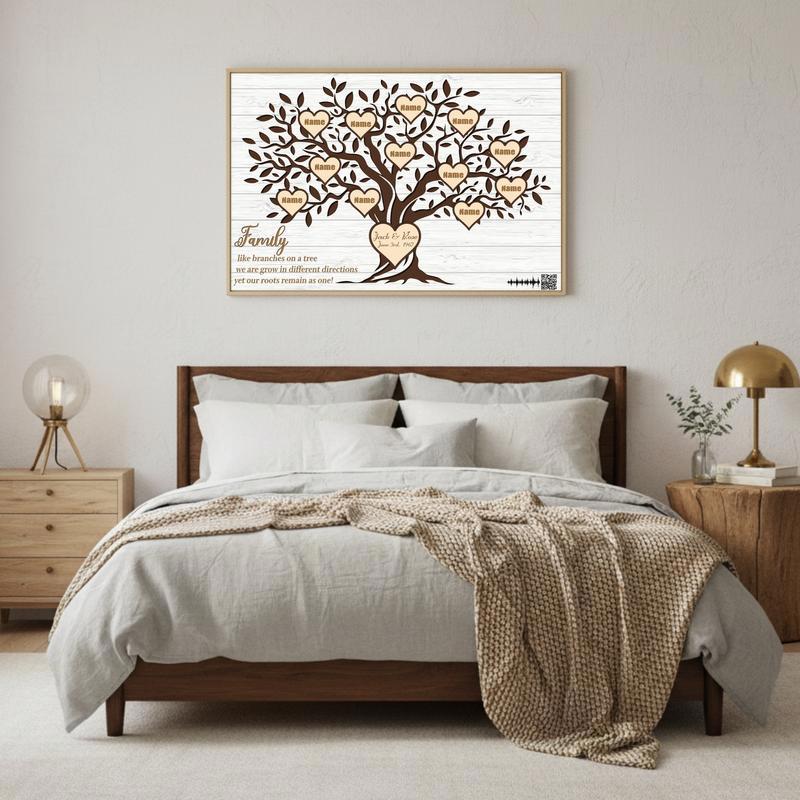 Personalized Family Love Rustic Canvas - Family Tree Story Art