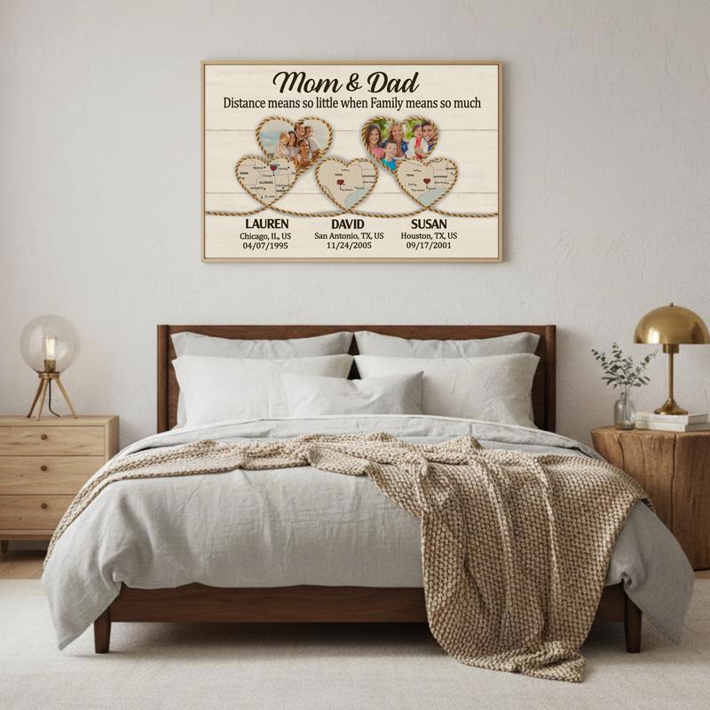 Family Love Beyond Miles - Custom Map Art For Parents Canvas