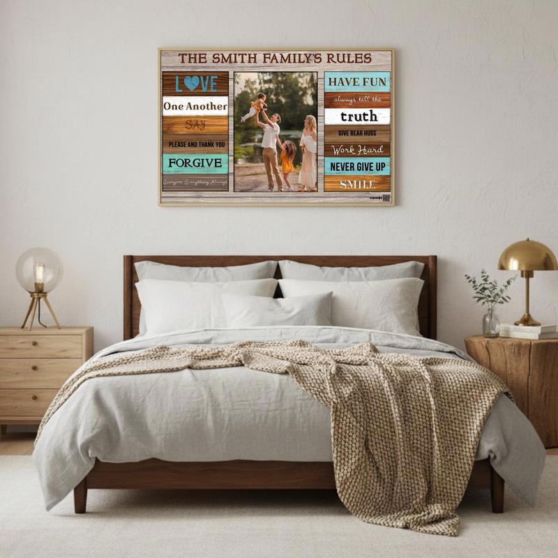 Home's Values Custom Family Rule Wall Art Canvas