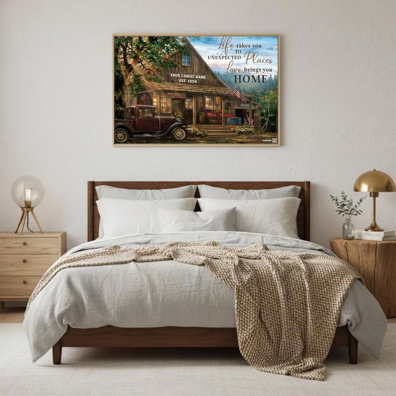 Unexpected Places Map Art Custom Family Name Canvas
