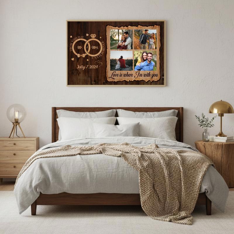 Forever Begins Here - Rustic Personalized Couple Photo Canvas