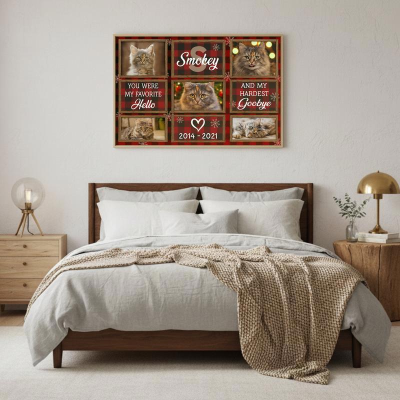 Forever Loved Cat Photo Memorial Christmas Farmhouse Canvas