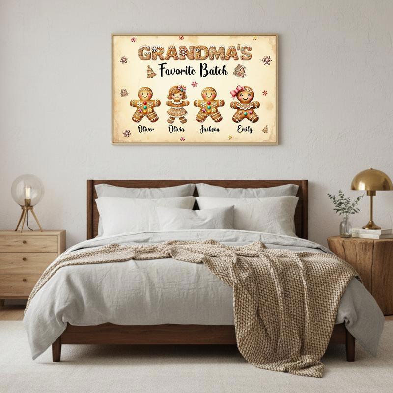 Gingerbread Family Wall Art - Custom Grandma Christmas Canvas