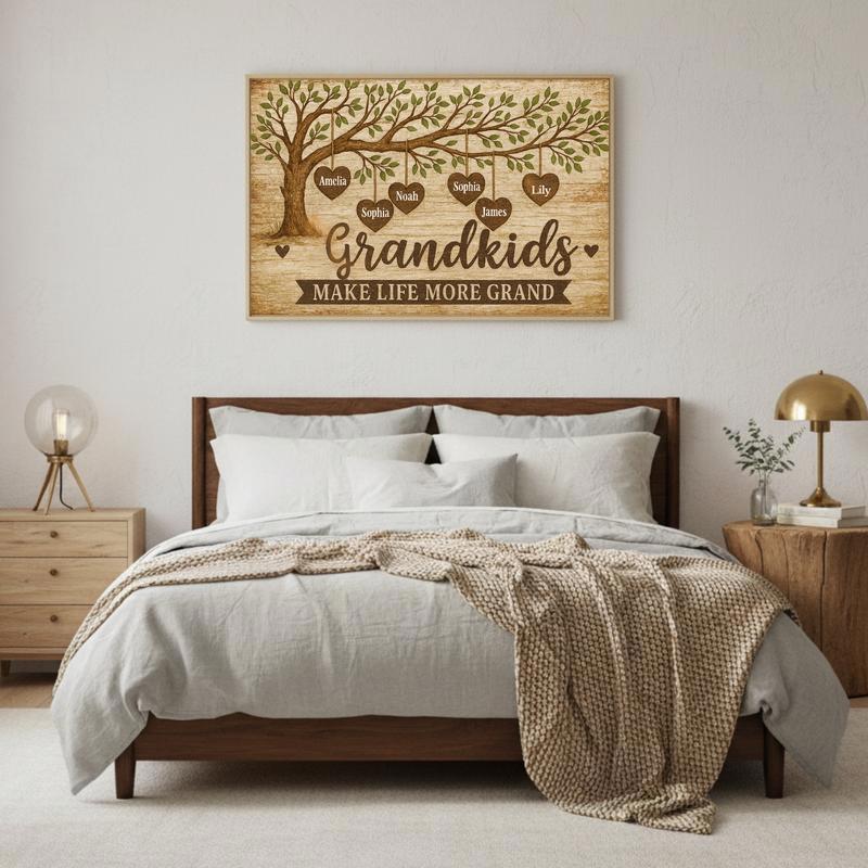 "Grandkids Make Life More Grand" Personalized Family Tree Canvas