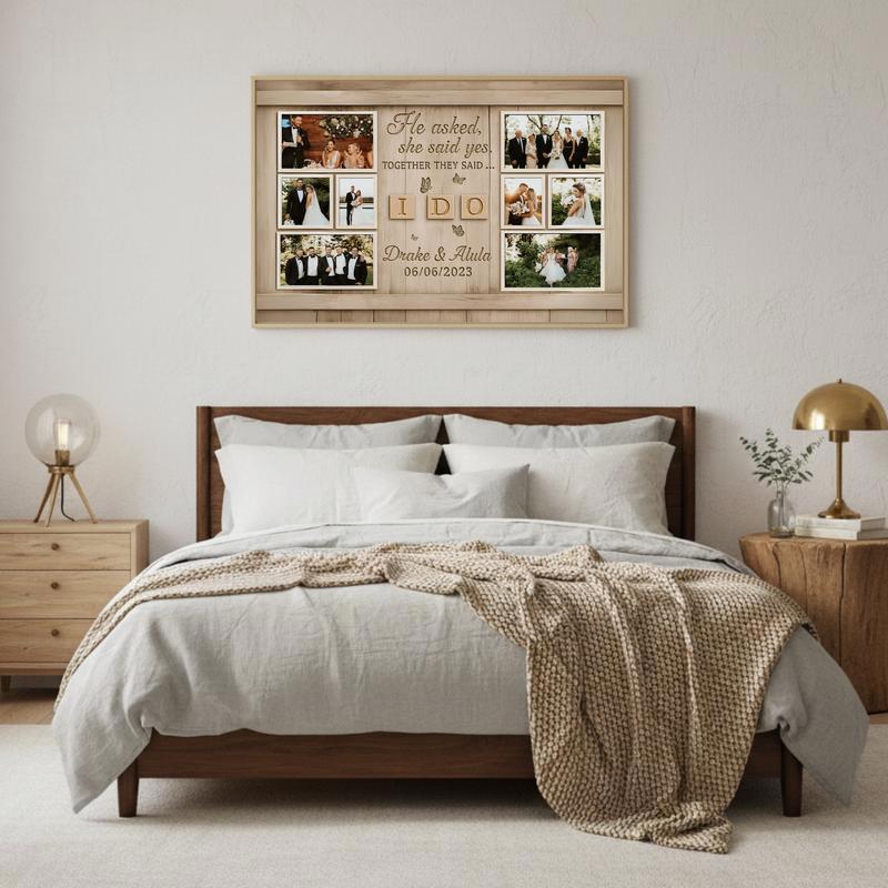 "I Do" Custom Photo Collage - Personalized Newlywed Canvas
