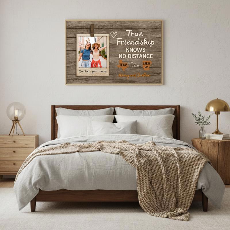 Keep Us Close - Custom States & Photo Friendship Canvas