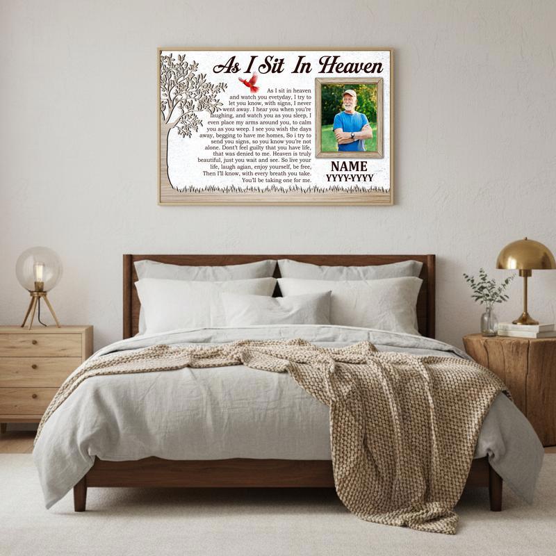 Loved One Memorial Keepsake - Heaven Poem & Custom Photo Canvas