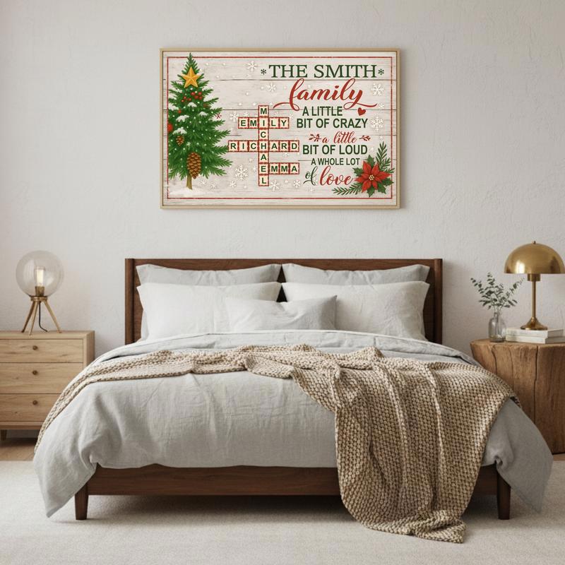 Meaningful Christmas Gift - Custom Family Name Crossword Canvas
