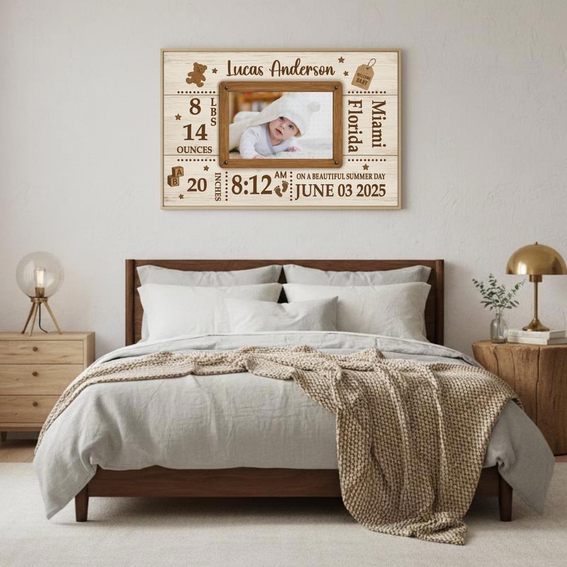Milestone Baby Canvas - Personalized Newborn Gift Photo Frame