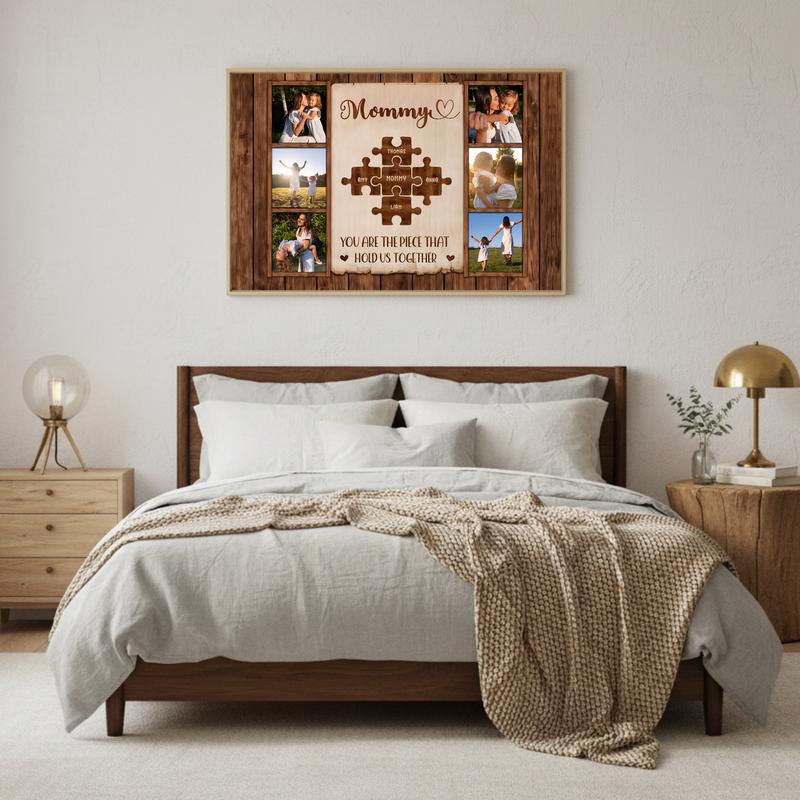 Mom's Love Connects Us Custom Photo Canvas Wall Art