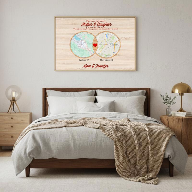 Mother Daughter Bond - Custom Long Distance Map Keepsake Canvas