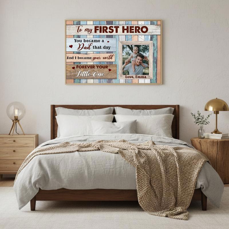 My First Hero Gift - Personalized Father Daughter Canvas