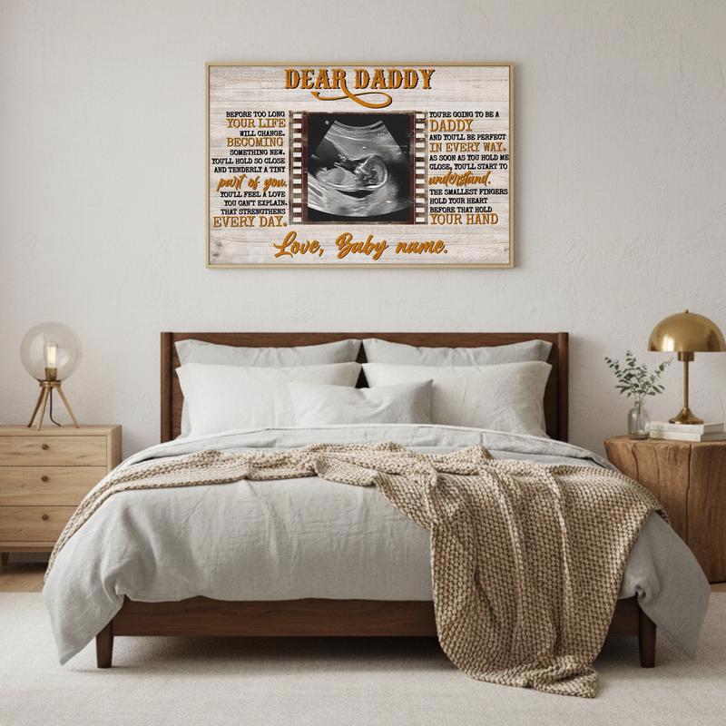 Daddy's First Glimpse Personalized Ultrasound Photo Canvas