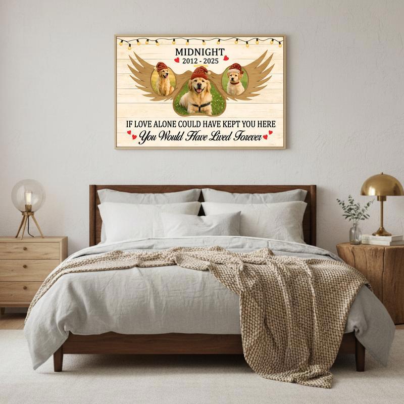 Our Angel Dog Personalized Farmhouse Christmas Canvas