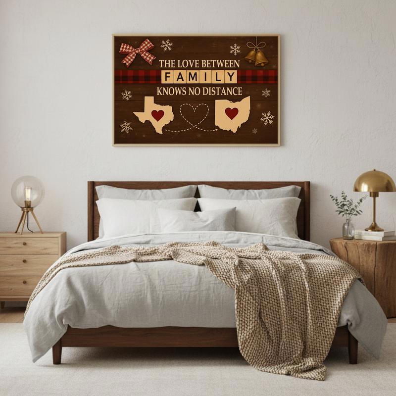 Our Hearts Connect - Custom Long Distance Christmas Gift Canvas