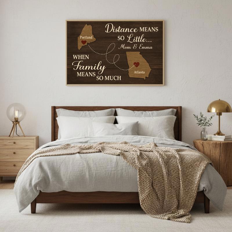 Our Hearts Connect - Custom Long Distance Family Map Canvas