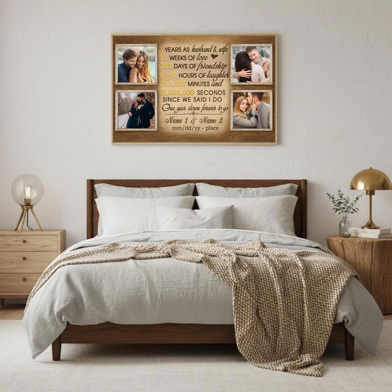 Personalized Couple 1st Anniversary Photo Timeline Keepsake Canvas