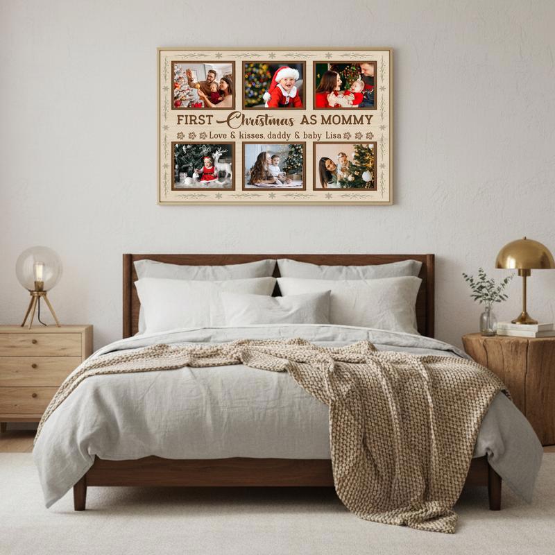 Personalized First Christmas As Mommy Canvas - New Mom Keepsake