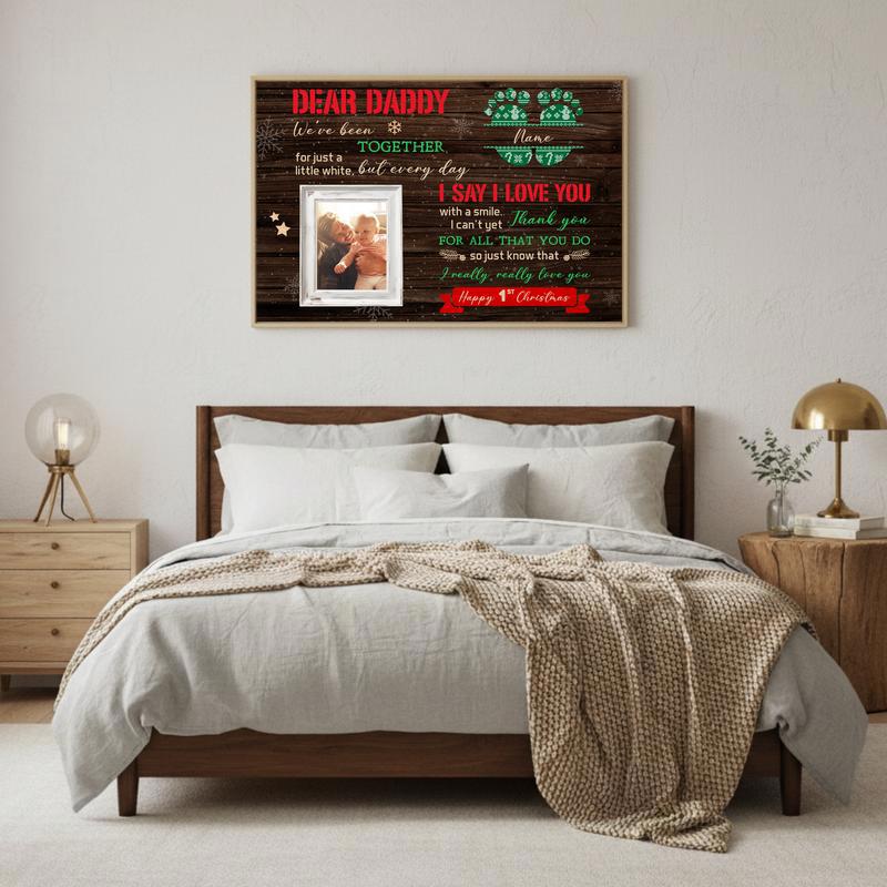 Personalized First Christmas Gift From Baby To Dad Canvas