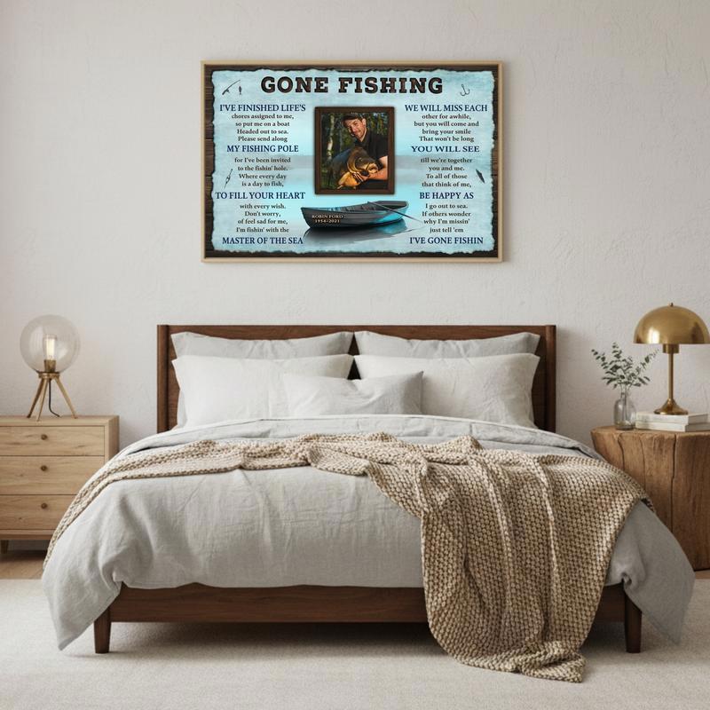 Personalized Fisherman's Memorial Dates & Photo Canvas