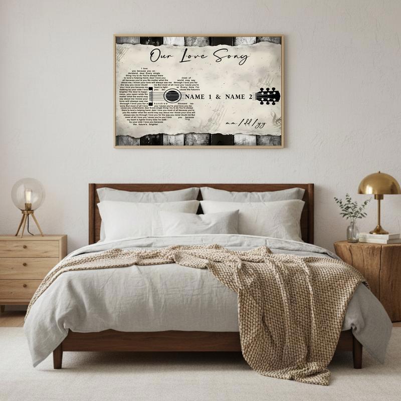 Heartfelt Custom Lyrics on Guitar-Shaped Canvas