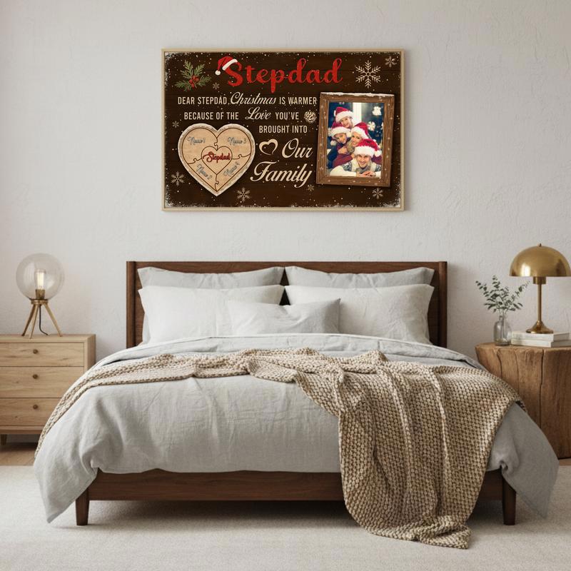 Personalized Stepdad's Heartfelt Christmas Photo Puzzle Canvas
