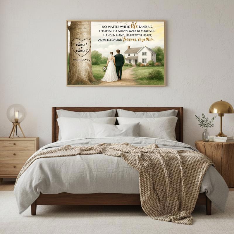 Personalized Tree Carved Heart - Forever Together Wedding Canvas