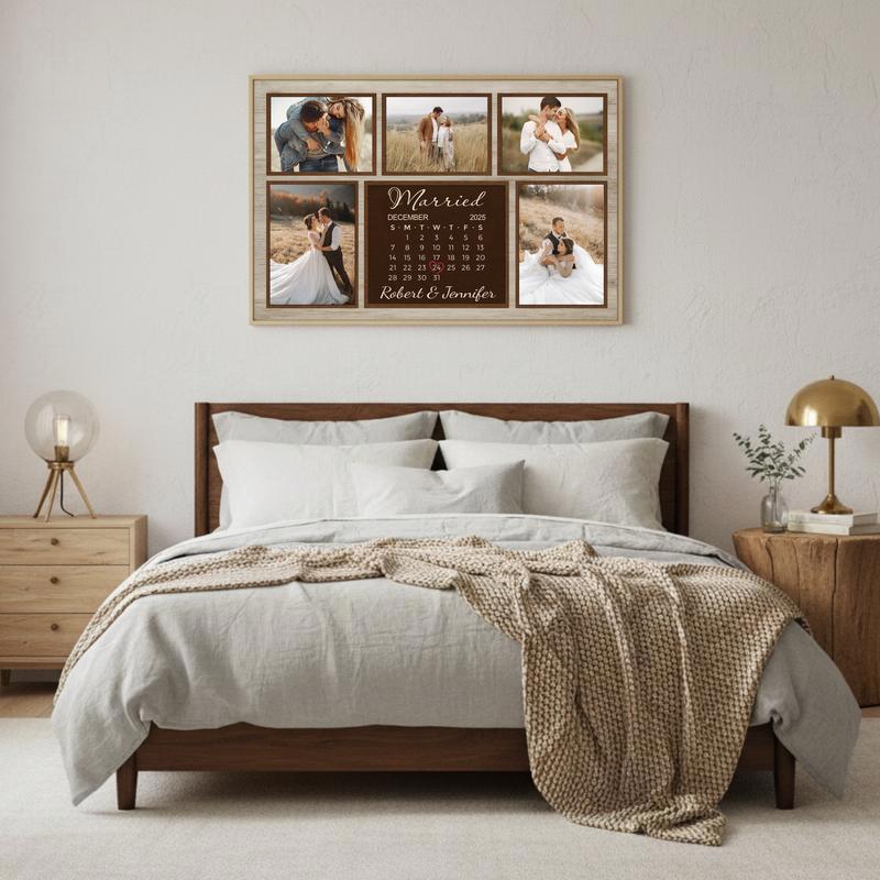 Personalized Wedding Calendar Photo Collage For Anniversaries Canvas