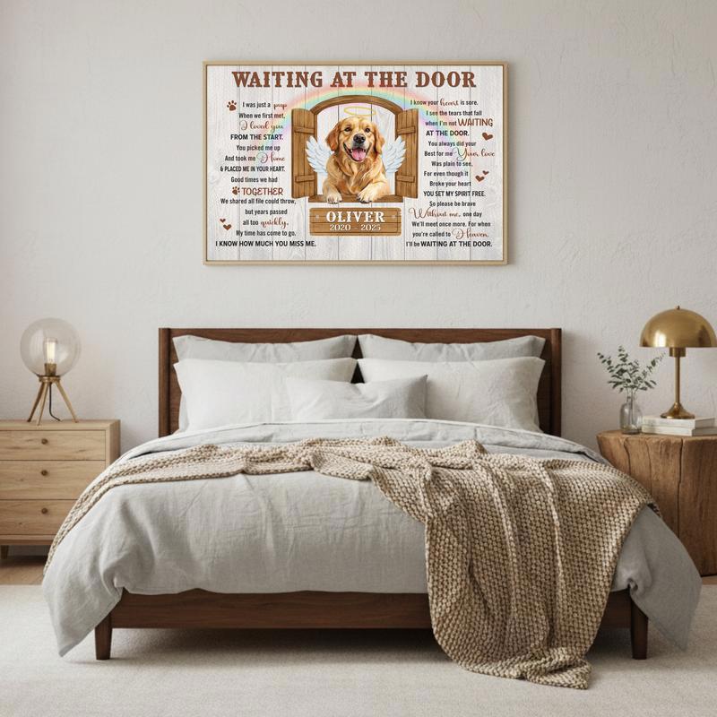 Pet Loss Personalized Art - "Waiting At The Door" Memorial Canvas