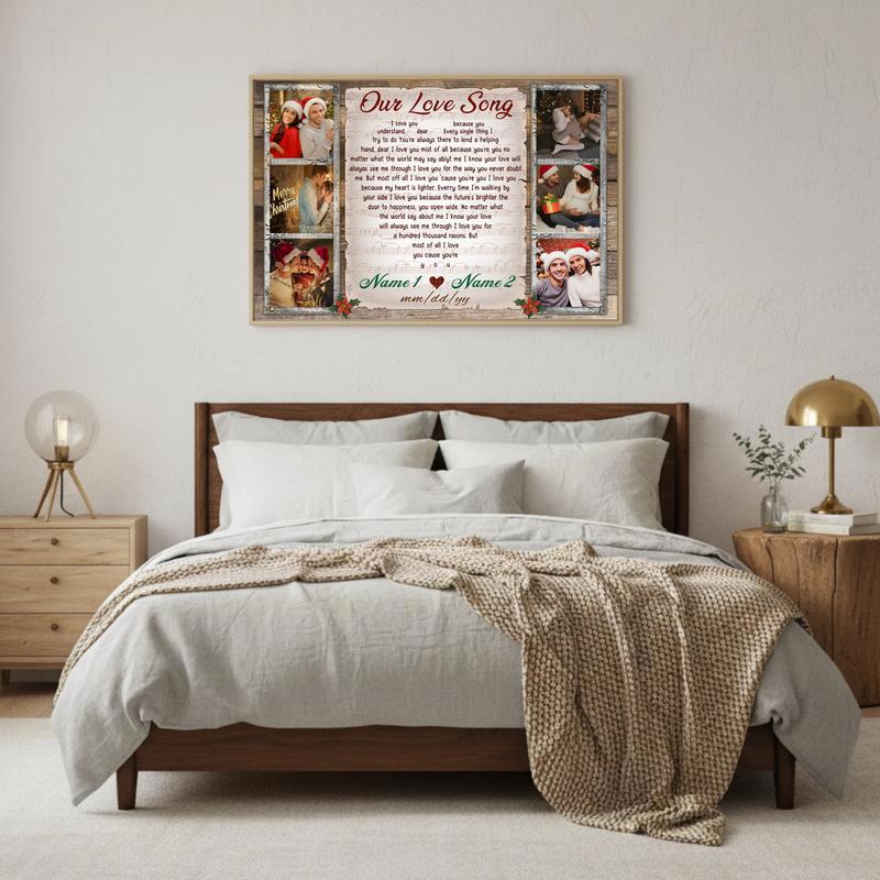Romantic Gift For Couple - Custom Christmas Love Song Canvas