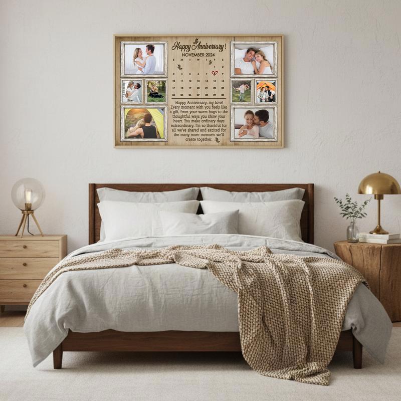 Romantic Photo Calendar Collage Canvas - Custom Anniversary Gift