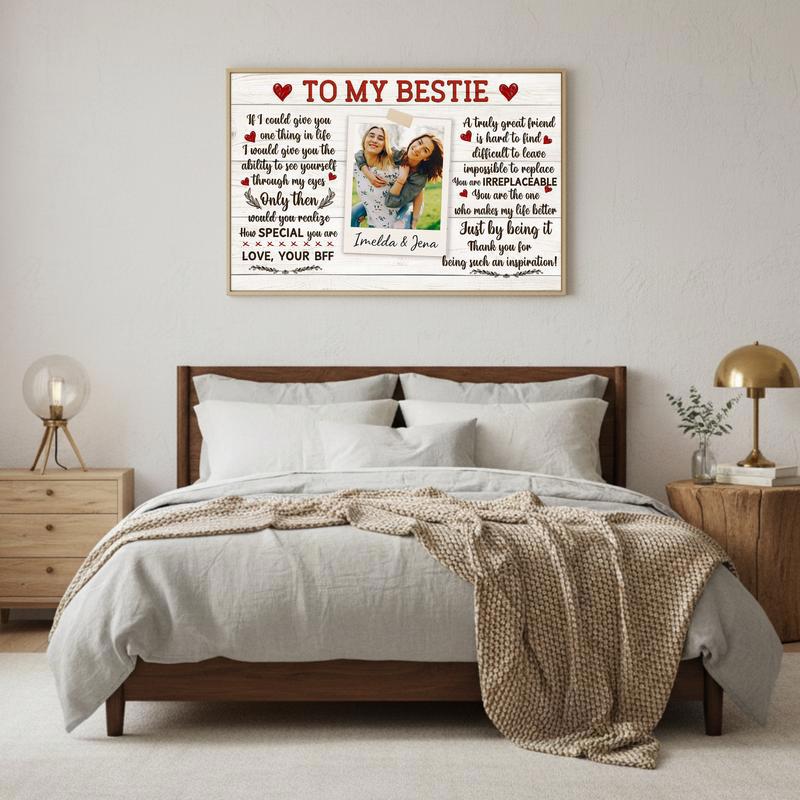 Rustic Friendship Keepsake - Custom Bestie Photo Quote Canvas