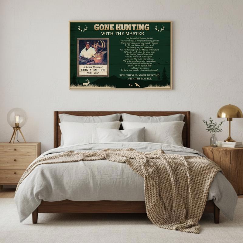 Rustic Tribute To The Master Hunter - Personalized Memorial Canvas