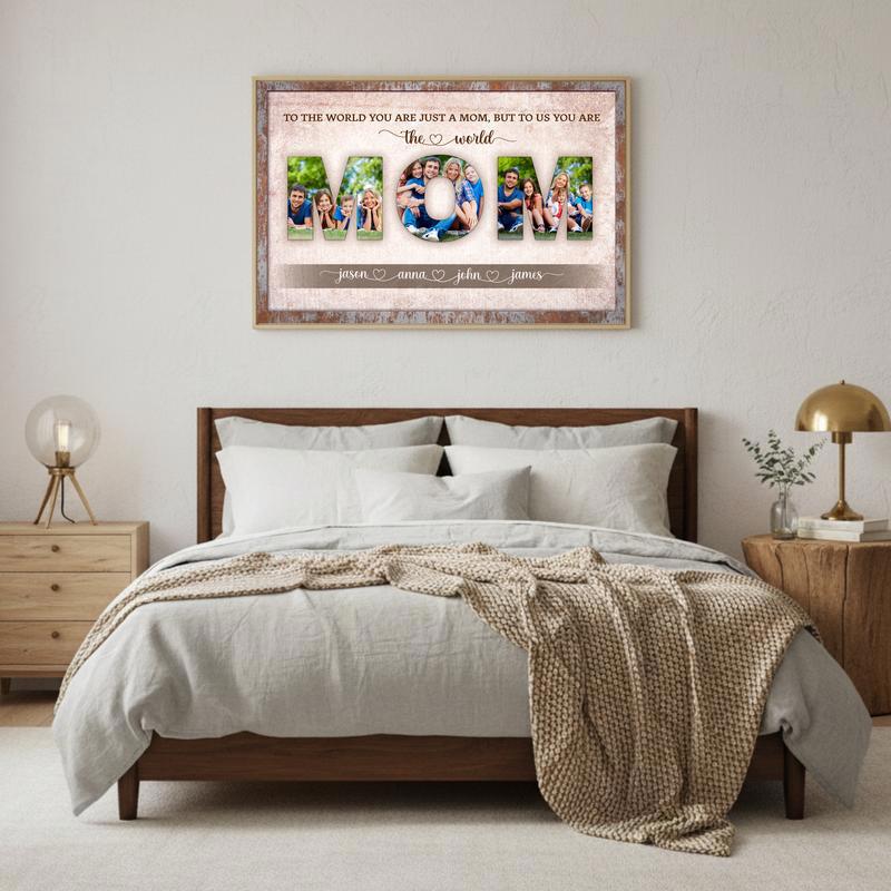 She Is My World Photo Canvas Keepsake Personalized Mom Gift