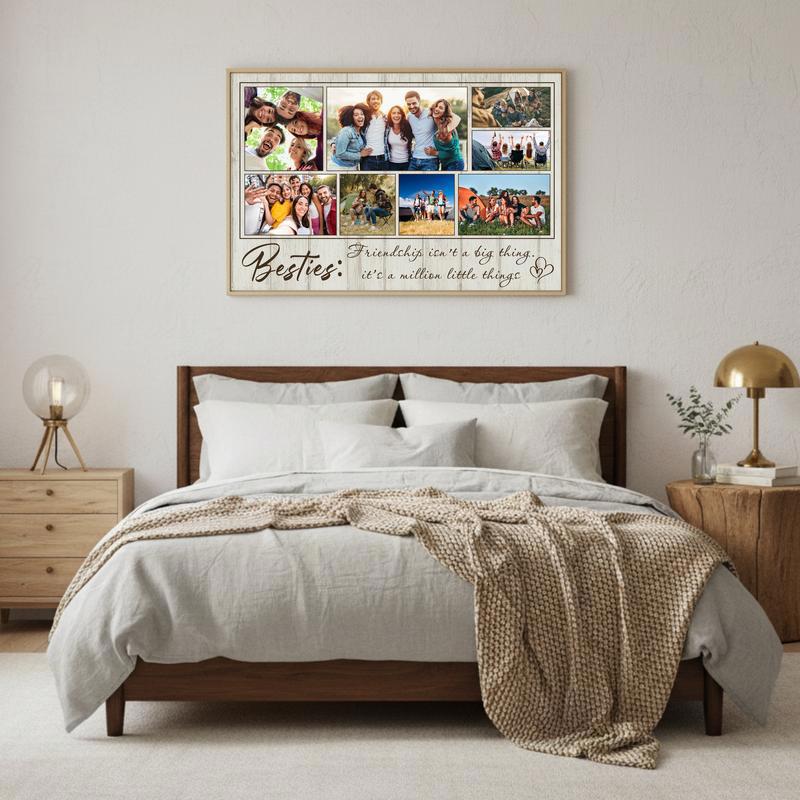 Unique Bestie Photo Collage Canvas - Custom Friendship Wall Art Gift