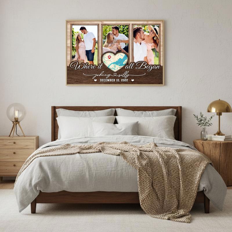 Personalized Love Story's Map Canvas Wall Art Gift